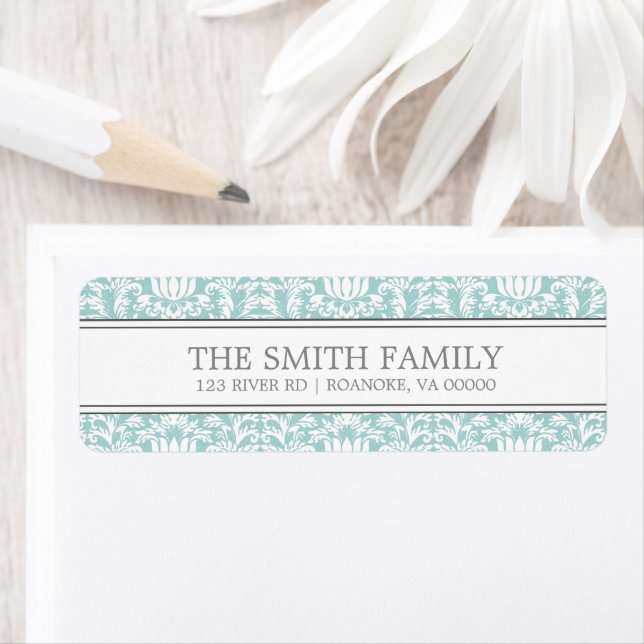 Mint Damask Pattern Label (Insitu)