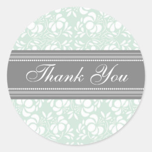 Mint Damask Thank You Wedding Envelope Seals