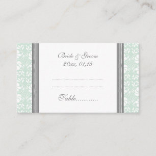 Mint Damask Wedding Table Place Setting Cards