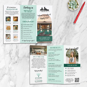 Mint & Dark Green Stylish Vacation Rental Welcome Brochure
