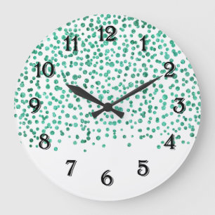 Mint Dazzle Confetti Large Clock