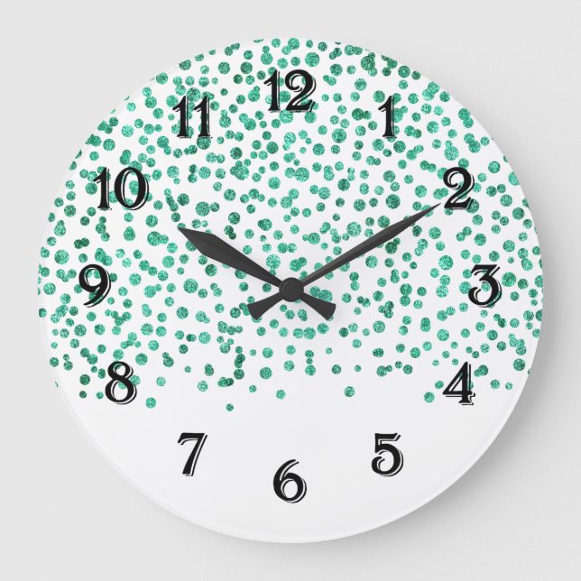 Mint Dazzle Confetti Large Clock (Front)