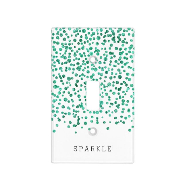 Mint Dazzle Confetti Sparkle Light Switch Cover (Front)