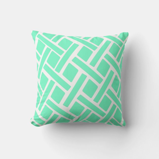 Mint Diamond Throw Pillow (Front)