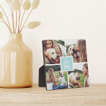 Mint | Dog Mom Photo Collage Plaque<br><div class="desc">Show off your dog mom status with this cute photo collage plaque featuring four square photos of you and your pup. "Dog Mom" appears in the center in white hand lettered typography on a pastel mint green square.</div>