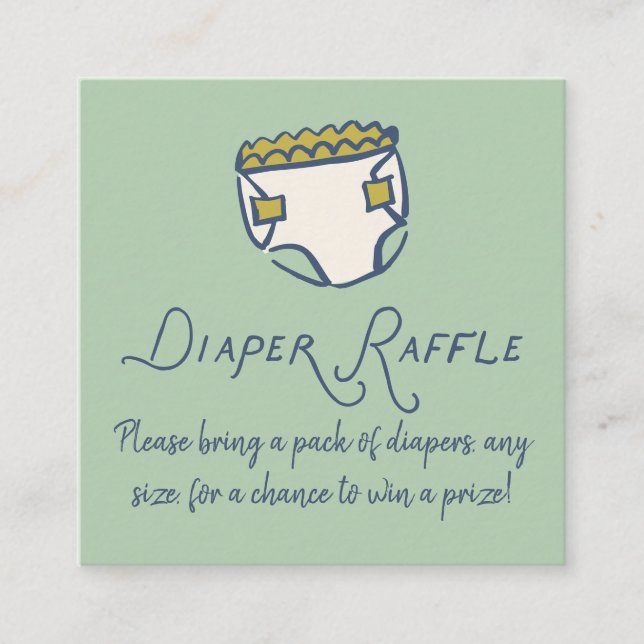 Mint Doodle Baby Shower Diaper Diaper Raffle Enclosure Card (Front)