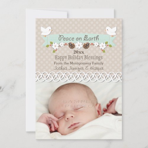 MINT DOVE BABYS 1ST CHRISTMAS HOLIDAY PHOTO CARD