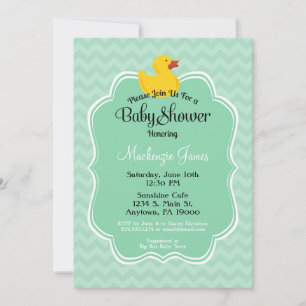 Mint Duck Baby Shower Invitation Gender Neutral