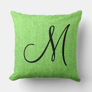 Mint Elegant Monogram Canvas Look Throw Pillow