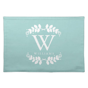 Mint Elegant Monogram Placemat