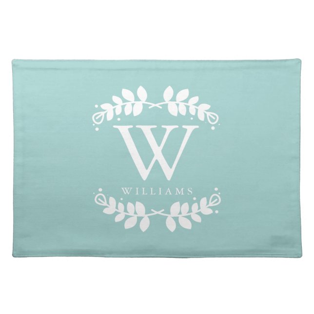 Mint Elegant Monogram Placemat (Front)