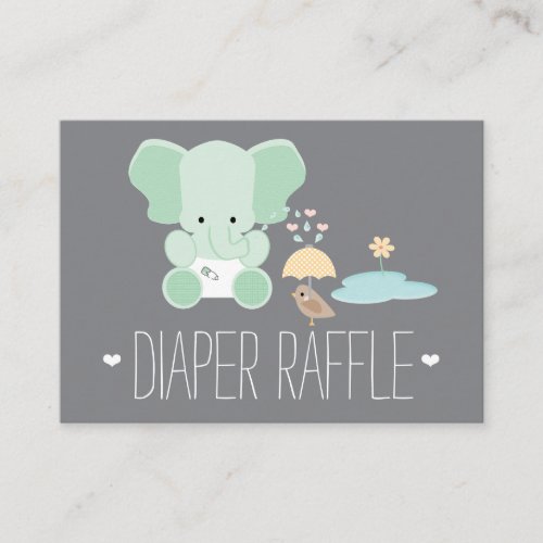 Mint Elephant Little Bird Diaper Raffle Tickets Enclosure Card