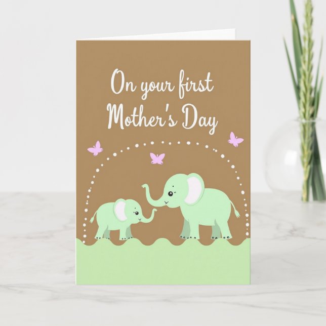 Mint Elephant Mothers Day Card (Front)