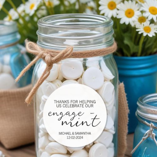 Mint Engagement Thank You Classic Round Sticker