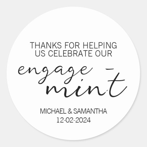 Mint Engagement Thank You Classic Round Sticker