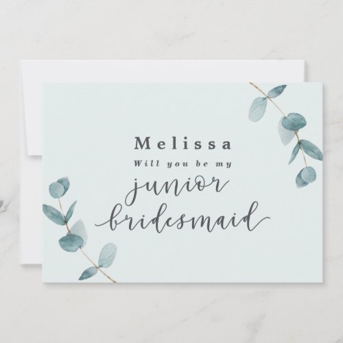 Mint Eucalyptus Junior Bridesmaid Proposal Card
