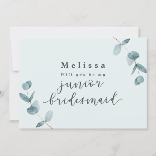 Mint Eucalyptus Junior Bridesmaid Proposal Card