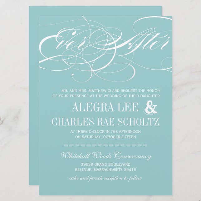 Mint Ever After Chalkboard Invitation (Front/Back)