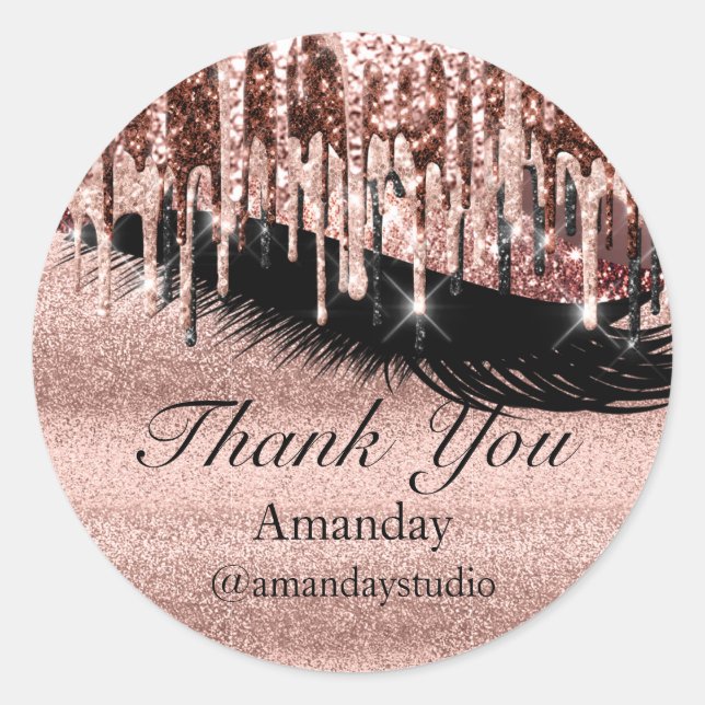 Mint Eyelashes Extension Makeup Rose Blush Drips Classic Round Sticker (Front)