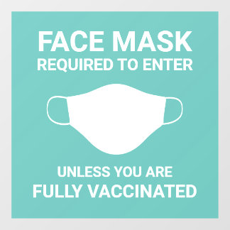 Mint Face Mask Required  Window Cling
