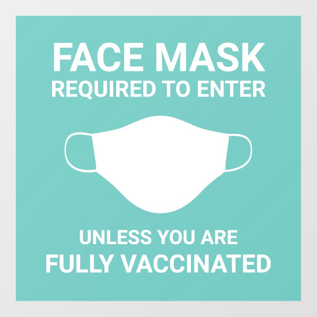 Mint Face Mask Required  Window Cling (Sheet)