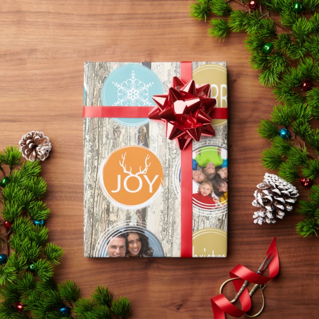 Mint Family Photo Reindeer Christmas Merry Bright Wrapping Paper (Holiday Gift)