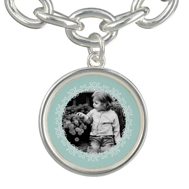 Mint Fancy Frame Custom Photo Bracelet (Design)
