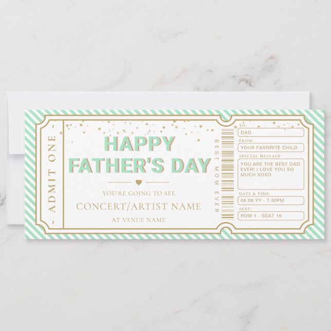 Mint Father's Day Concert Ticket Gift Voucher Card (Front)