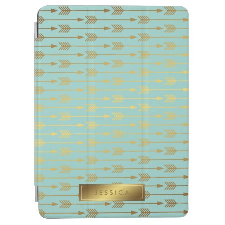 Mint Faux Gold Foil Arrows Pattern Ipad Air Cover