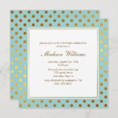 Mint Faux Gold Foil Polka Dots Pattern Invitation (Front/Back)