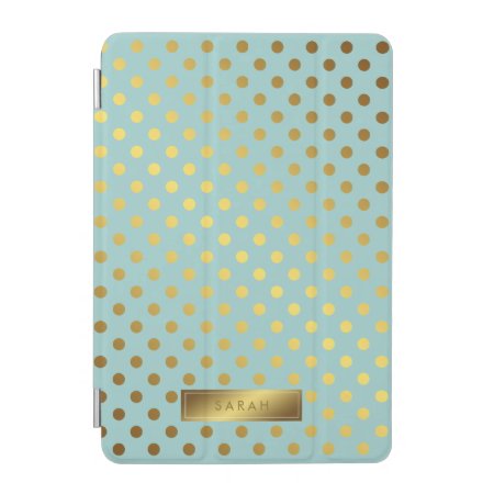 Mint Faux Gold Foil Polka Dots Pattern Ipad Mini Cover