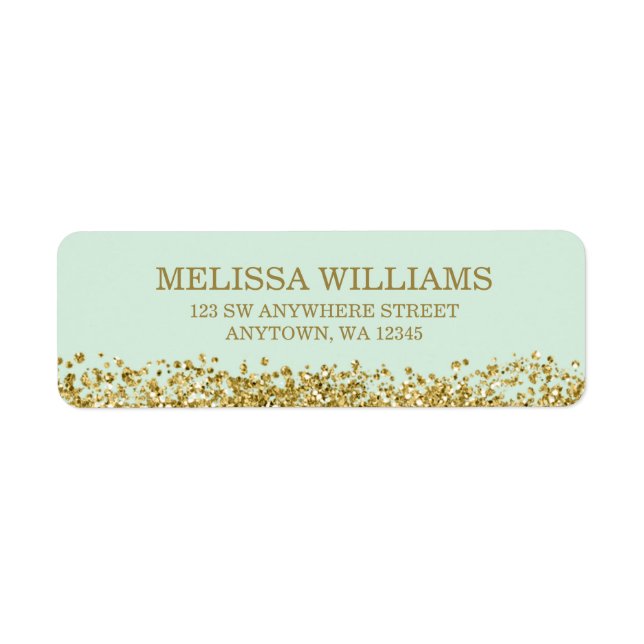 Mint Faux Gold Glitter Label (Front)