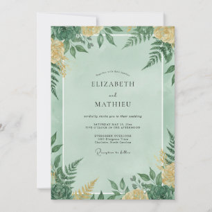 Mint Fern Foliage Wedding Invitation