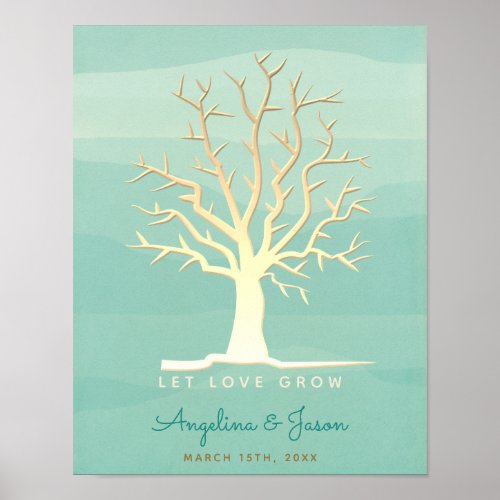 Mint Fingerprint Tree Wedding Guest Book