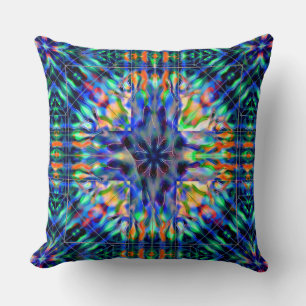 Mint flaming ball under acrylic piece out of focus throw pillow