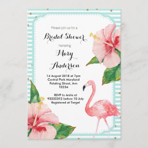 Mint Flamingo Bridal Shower Invitation card
