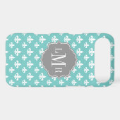 Mint Fleur De Lis Pattern Monogram Case-Mate iPhone Case (Back (Horizontal))
