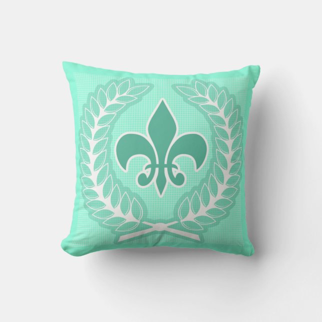 Mint Fleur De Lis Pillow (Front)