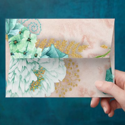 Mint Floral and Blush Pink Marble Wedding