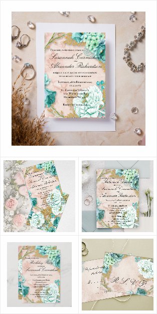 Mint Floral and Blush Pink Wedding