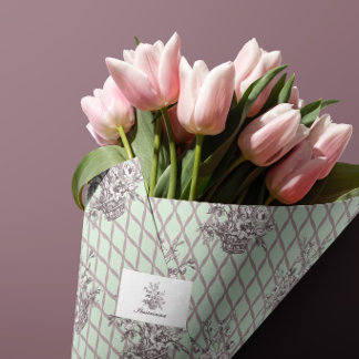 Mint Floral Basket Tissue Paper