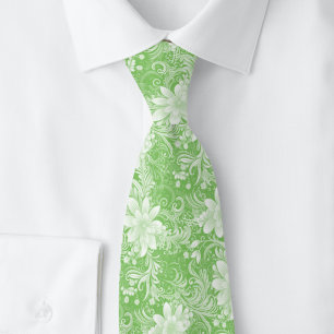 Mint Floral Batik Neck Tie