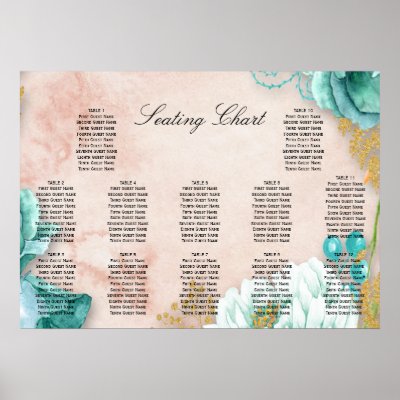 Mint Floral Boho Wedding Guest Seating