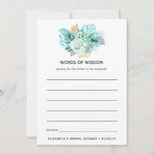 Mint Floral Bridal Shower Tea Party Advice Card