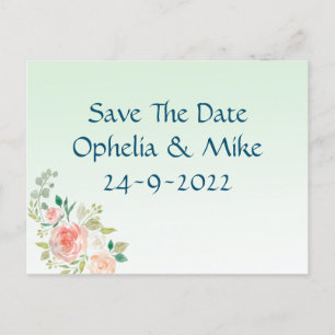 Mint floral elegant save the date Postcard