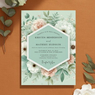 Mint Floral Enchantment Wedding Invitation