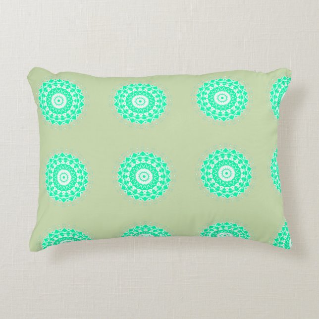 Mint Floral Mandala Accent Pillow (Front)