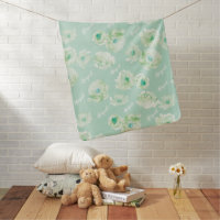 Mint Floral Personalized Name blankets