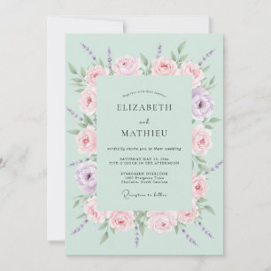 Mint Floral Spring Wedding Invitation
