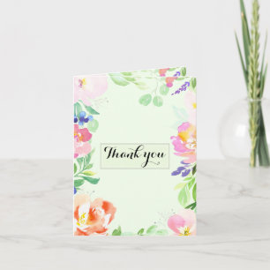 Mint Floral Thank you Card